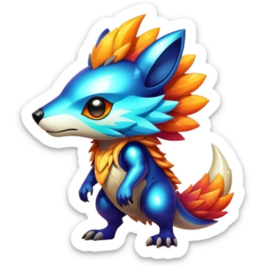Shiny Epic Edgy Cool Colorful Vibrant Modern Vernid-Protogen-creature-animal, full body sticker