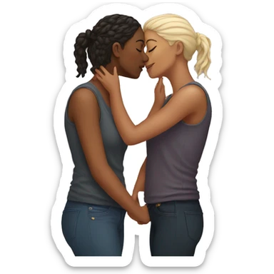 lesbian kissing sticker