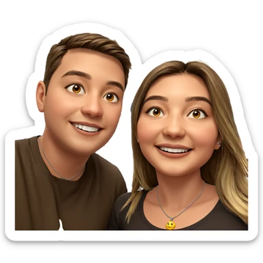 smiling girl with boy necklace sticker