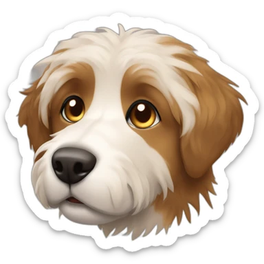 messy fur mixed breed full beige brown eyes dog sticker