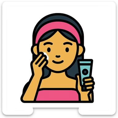 Asian girl doing skincare sticker