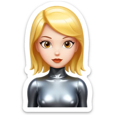 cartoon female character in a shiny latex suit sticker