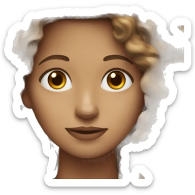 White women with the brown curly hair and blue eyes work at the laptop  sticker