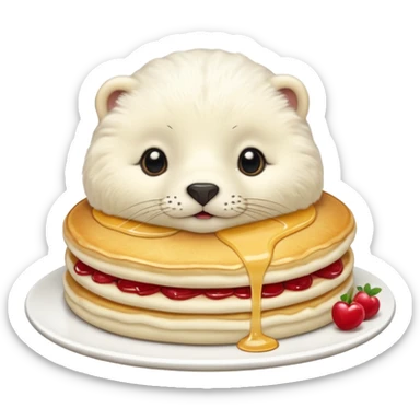 SnowWhite seal eating pancakes sticker