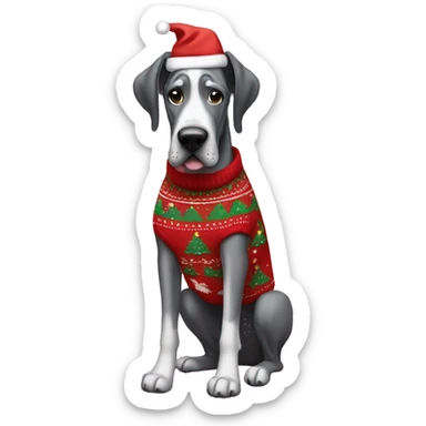 a great dane wearing a christmas sweater  sticker