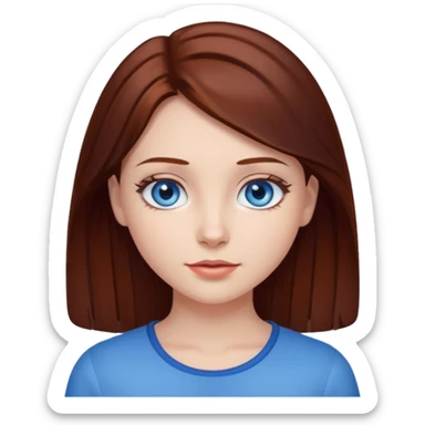 pretty girl with dark reddish brown hair and blue eyes  sticker