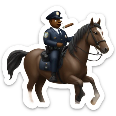 A horse with a NYC cop smoking a cigar. sticker