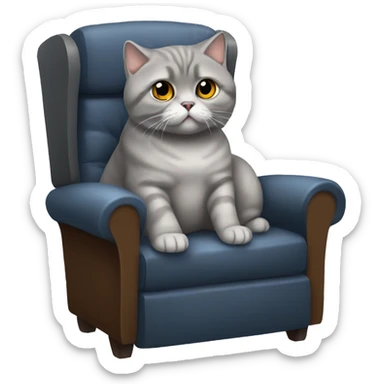 Grey Scottish fold cat siting in a gamer chair sticker