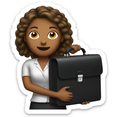 woman holding out briefcase sticker