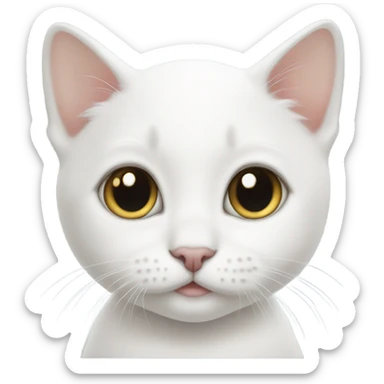 just the white baby cat with a little black spot on ear sticker