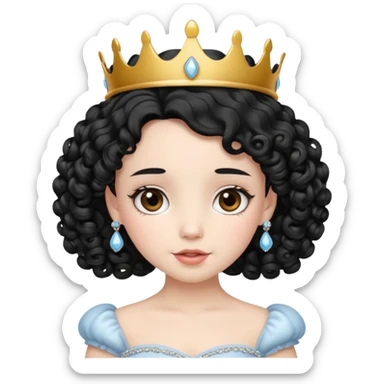 Princesa banca con el pelo rizado y el pelo negro linda sticker