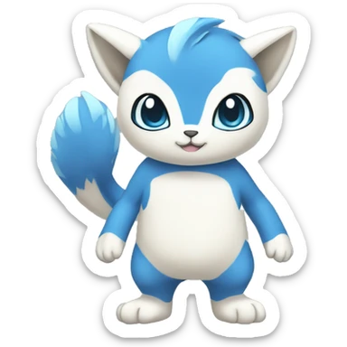 Cute cool white blue animal hybrid Fakemon full body sticker
