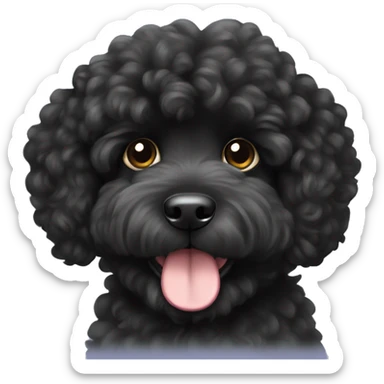 Fluffy black cokapoo sticker