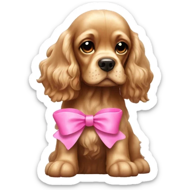 Cocker Spaniel with pink bow sticker