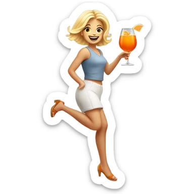 Blonde Girl Jumping with aperol spritz  sticker