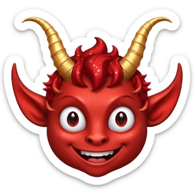 red glitter smilling imp sticker