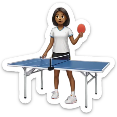 girl play ping pong sticker