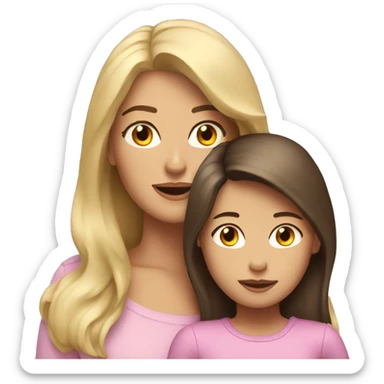 brunette mom with blonde daughter sticker