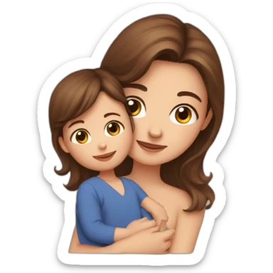 Brown hair Girl with baby sticker