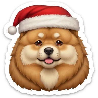 A chow chow dog wearing a santa hat sticker