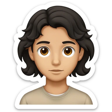 A tan teenager with black wavy hair and dark brown eyes sticker
