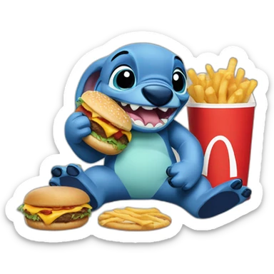 Stitch eating mcdo sticker