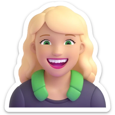 girl smiling with green braces on teeth sticker