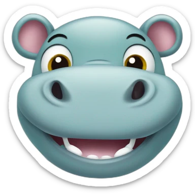 Smiling cute hippo with Googly eyes color turquoise sticker