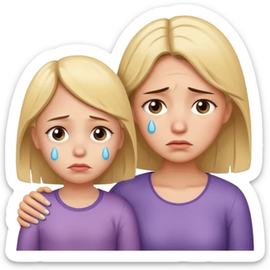 sad family (mom and daughter) sticker