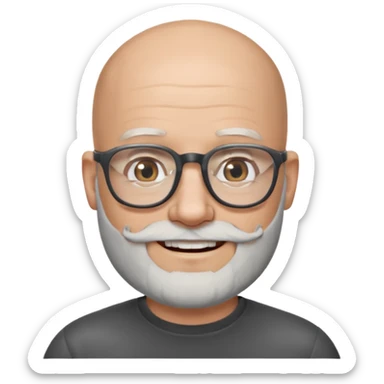 Bald man with salt and pepper beard and glasses sticker
