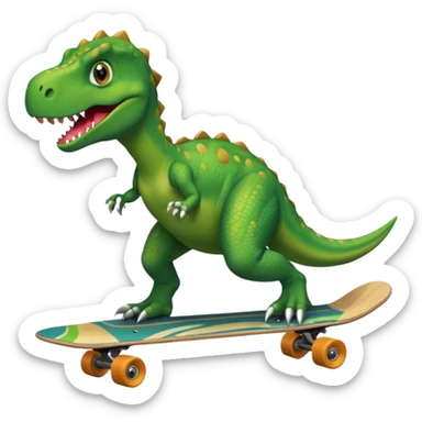 Dinosaur and skateboard emoji combination sticker