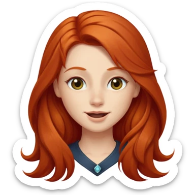Long haired redhead winking wirh right eye sticker