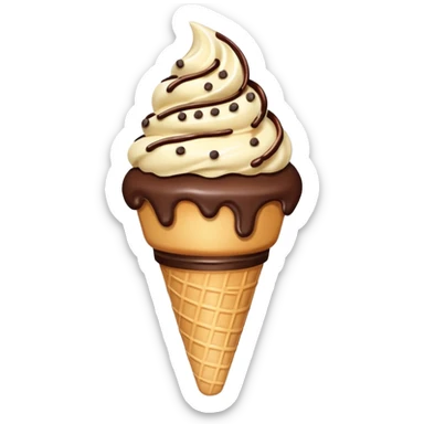 Vanilla ice cream cone with chocolate sprinkles sticker