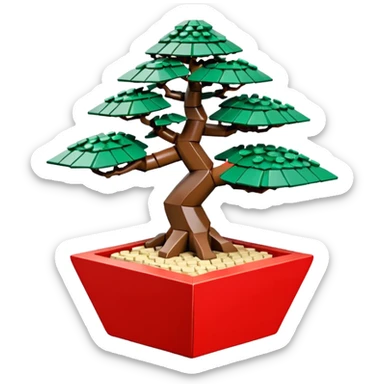 Empty(freshly made, no tree in it) Lego bonsai pot with triangular angular faceted asymmetrical original shaped body  sticker