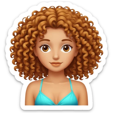 a curly haired girl tanning in the summer sticker