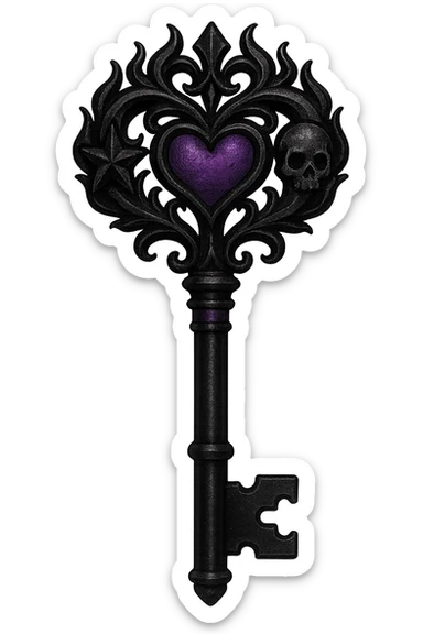 emo style black and purple diary key sticker