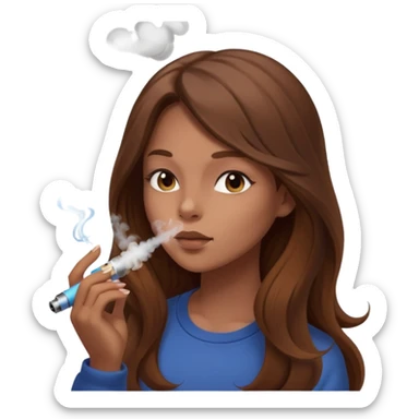 girl with vape long hir and color brwon sticker