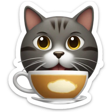 Gato tomando café sticker