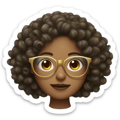 Lang curly hair girl with thin round gold glasses sticker
