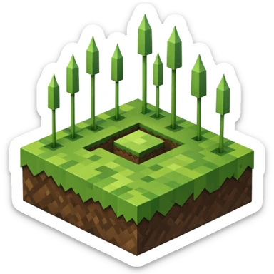 um bloco de grama do minecraft sticker