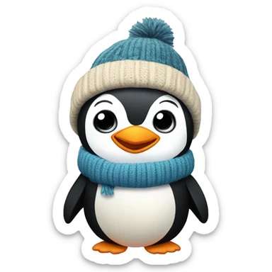 Penguin in sweater and hat sticker
