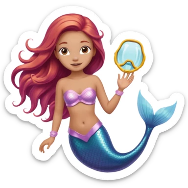 Mermaid wearing a light pink snorkel sticker