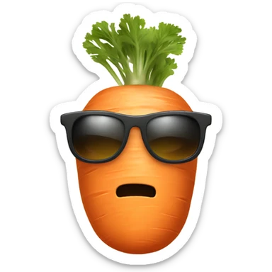 A carrot with a face wearing a jumper and shades sticker