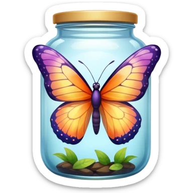 A translucid butterfly traped in a jar sticker