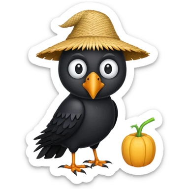 straw crow sticker