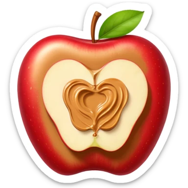 sliced apple with peanutbutter sticker
