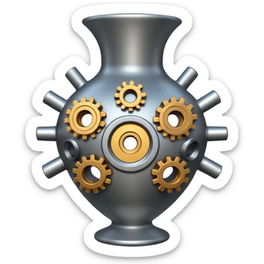 vase and cogs sticker