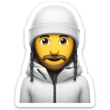 Skier with long hat sticker