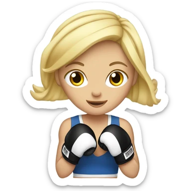 Blonde girl wearing boxing gloves sticker