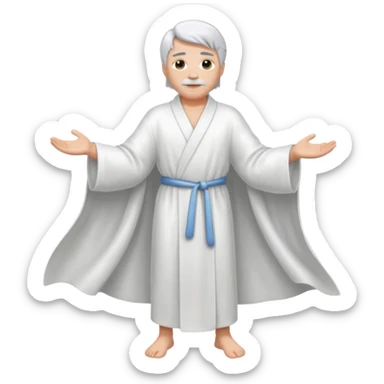 fullbody silverhair god, white robe sticker